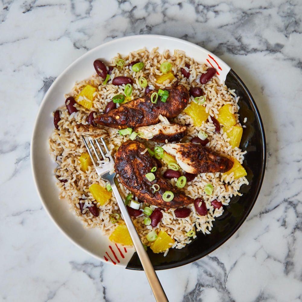 10-Min Caribbean-Style Chicken & Pineapple Rice