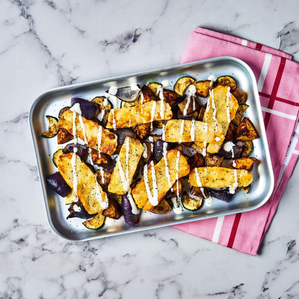 Halloumi & Courgette Tray Bake