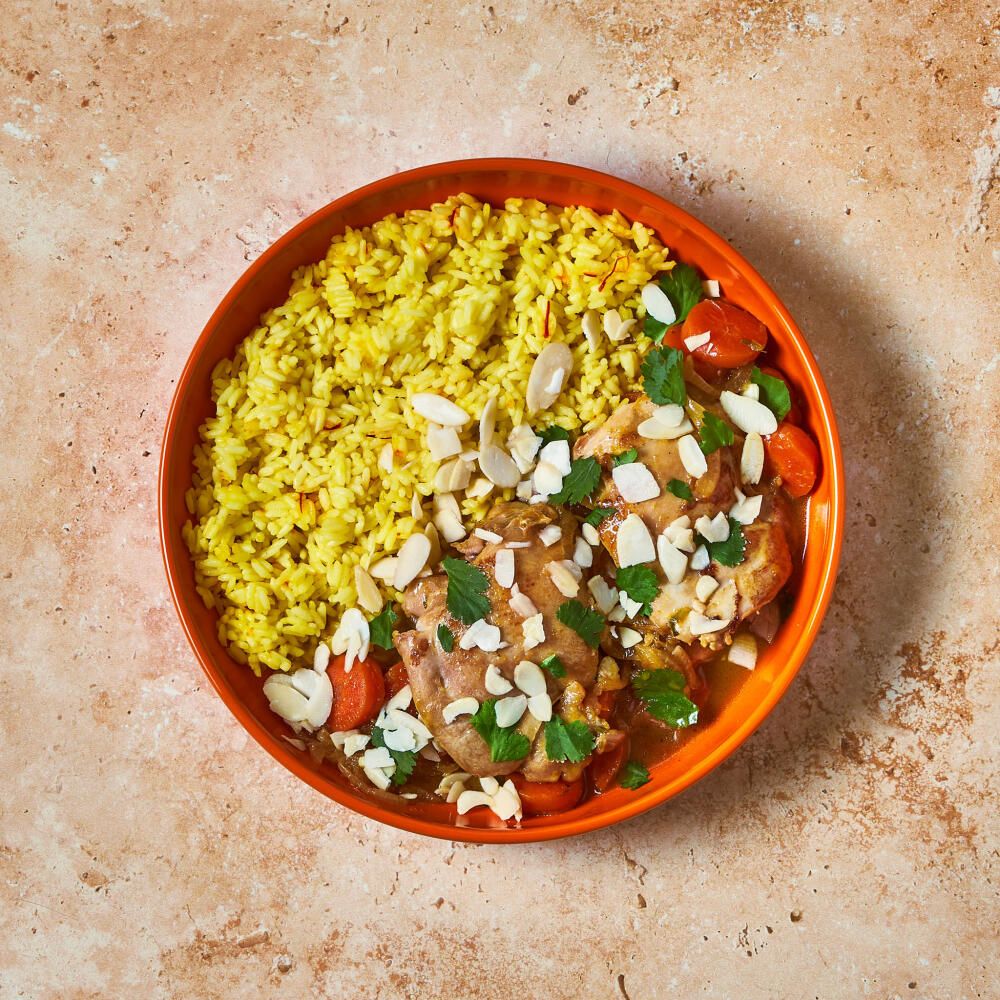 Orange & Ginger Chicken Stew with Saffron Rice