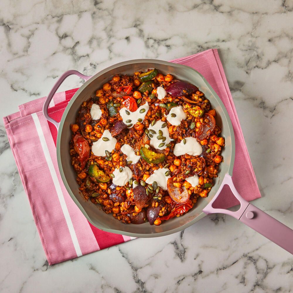 Veggie Harissa Spiced Grains With Tahini & Garlic Yoghurt