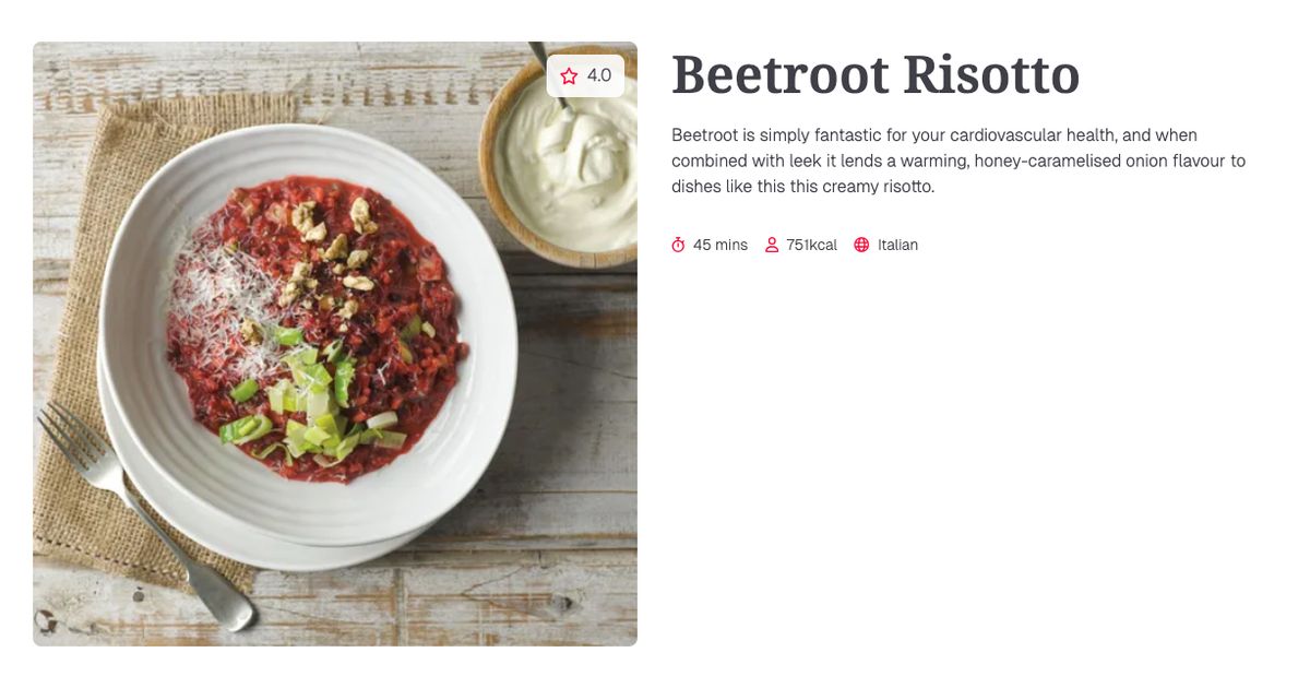 Beetroot Risotto (45 mins) | Gousto Recipe Search