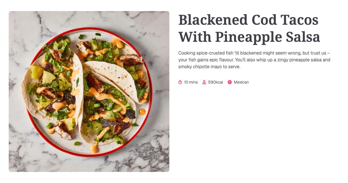 Blackened Cod Tacos With Pineapple Salsa (10 mins) | Gousto Recipe Search