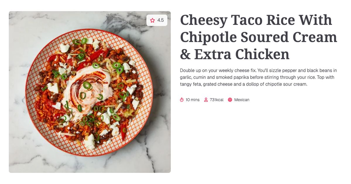 Cheesy Taco Rice With Chipotle Soured Cream & Extra Chicken (10 mins ...