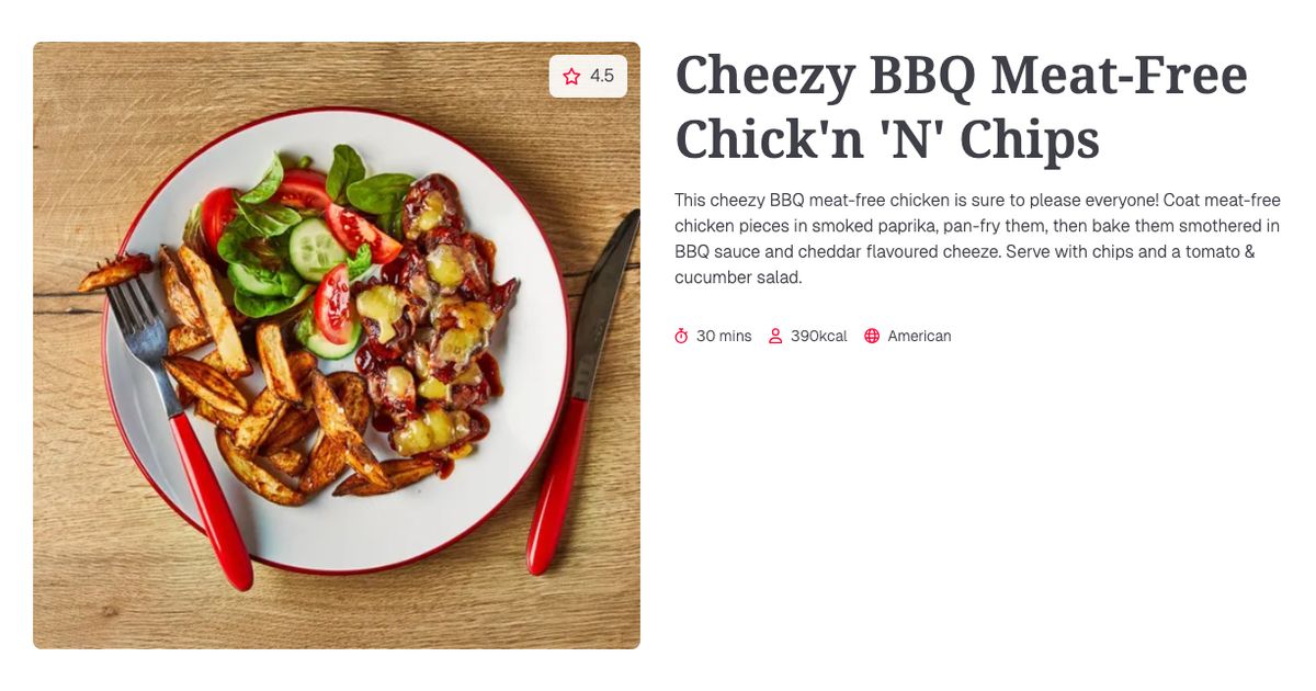 Cheezy BBQ Meat-Free Chick'n 'N' Chips (30 mins) | Gousto Recipe Search