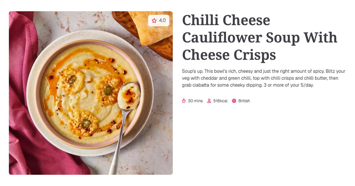 Chilli Cheese Cauliflower Soup With Cheese Crisps 30 Mins Gousto chilli-cheese-cauliflower-soup-with-cheese-crisps-30-mins-gousto