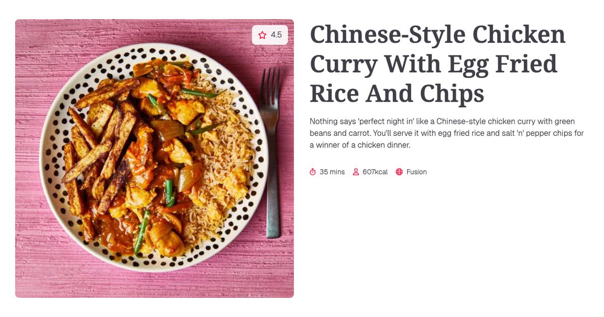 Chinese-Style Chicken Curry With Egg Fried Rice And Chips (35 mins ...