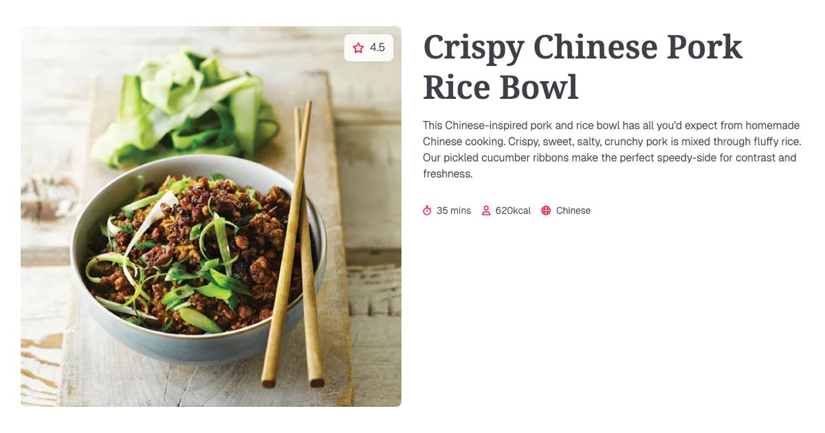 Crispy Chinese Pork Rice Bowl (35 mins) | Gousto Recipe Search
