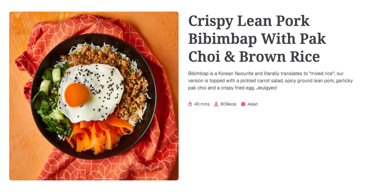 Katuh Pak Rice Crispy Lean Pork Bibimbap With Pak Choi & Brown Rice (40 mins) | Gousto ...