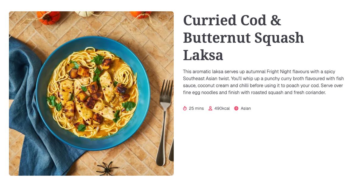 Curried Cod & Butternut Squash Laksa (25 mins) | Gousto Recipe Search