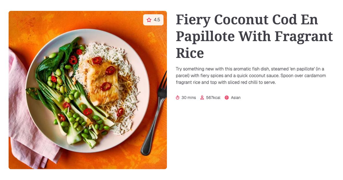 Fiery Coconut Cod En Papillote With Fragrant Rice (30 mins) | Gousto ...