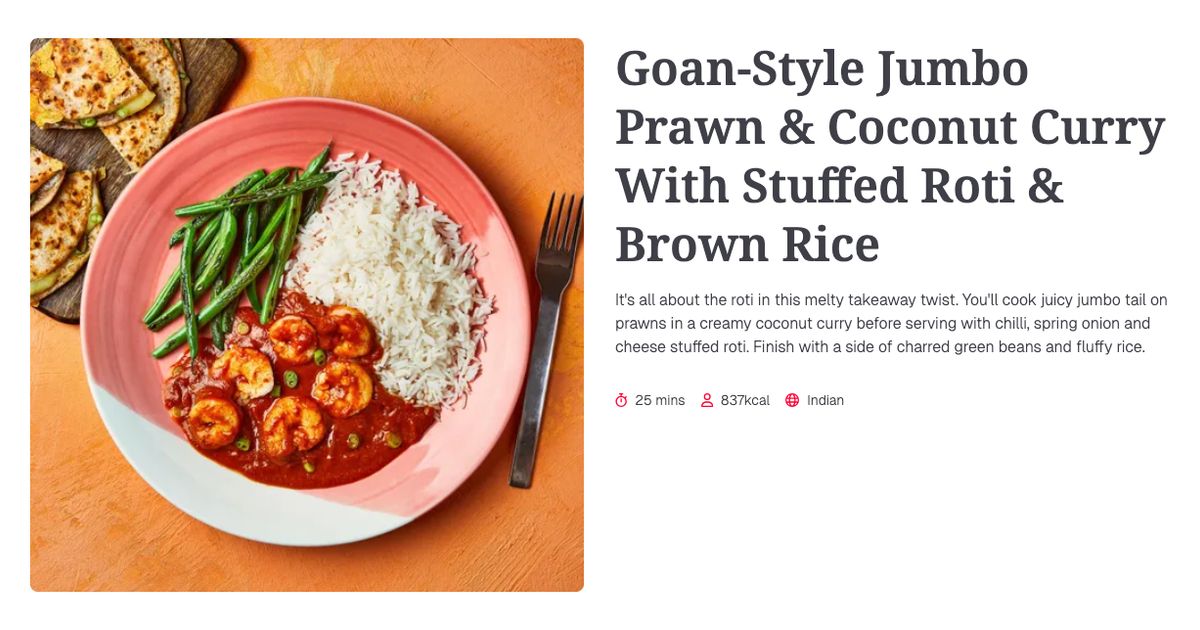 Brown Rice Roti Goan-Style Jumbo Prawn & Coconut Curry With Stuffed Roti & Brown Rice ...