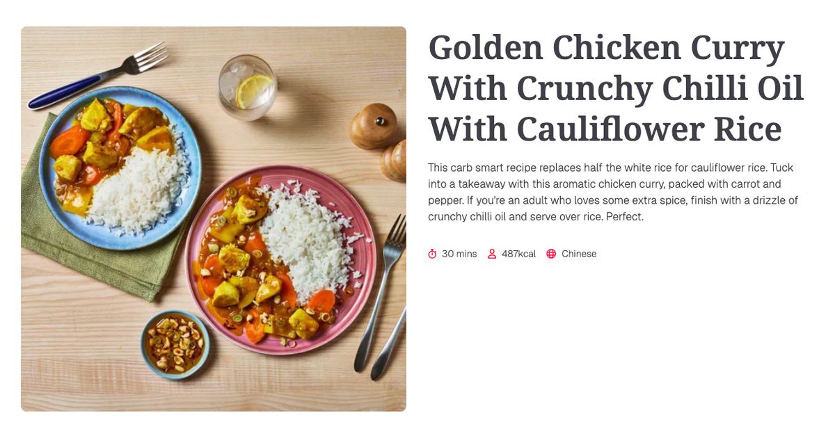 Golden Chicken Curry With Crunchy Chilli Oil With Cauliflower Rice (30 ...