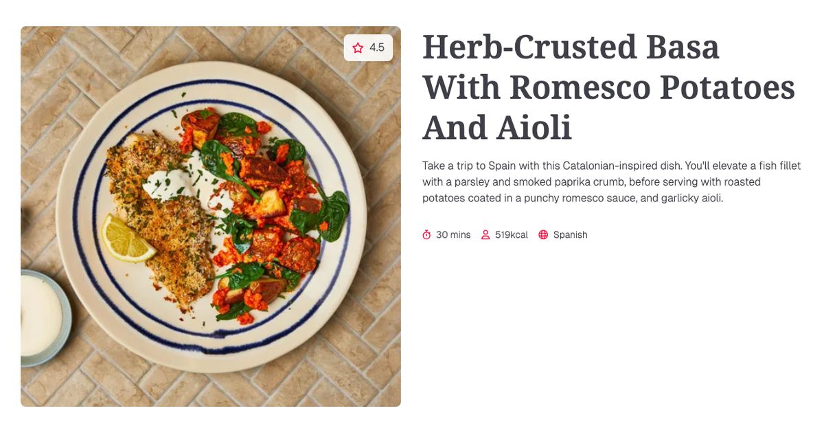 Herb-Crusted Basa With Romesco Potatoes And Aioli (30 mins) | Gousto ...