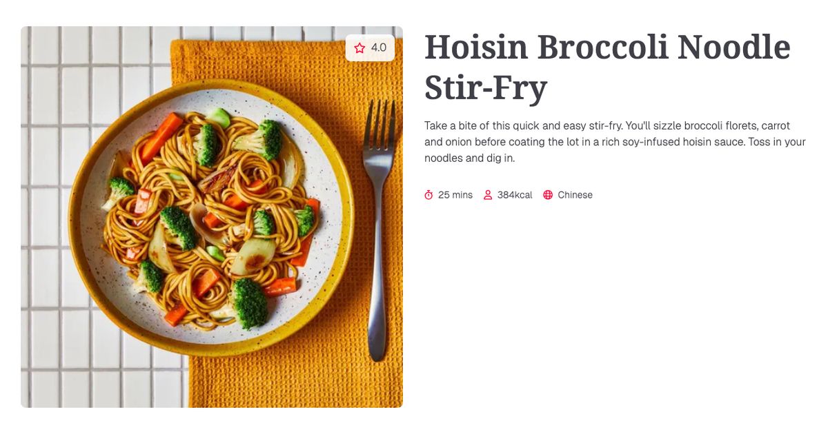 Hoisin Broccoli Noodle Stir-Fry (25 mins) | Gousto Recipe Search