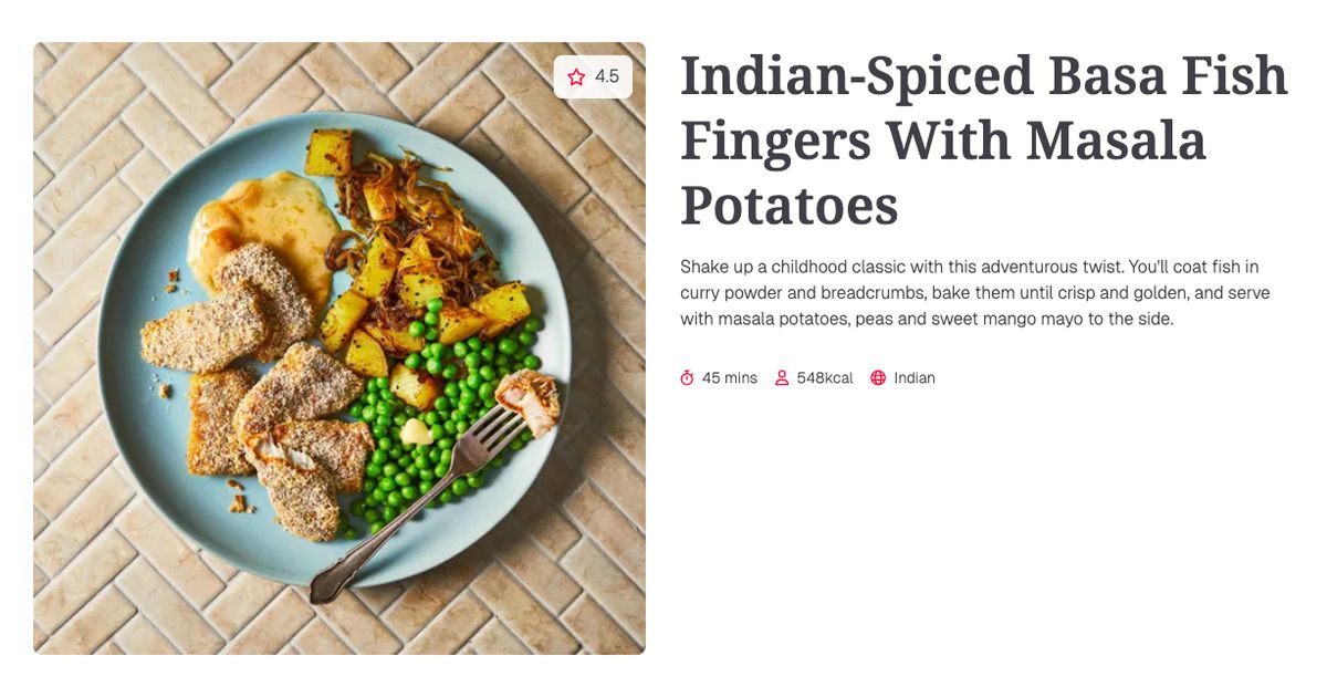 Indian-Spiced Basa Fish Fingers With Masala Potatoes (45 mins) | Gousto ...