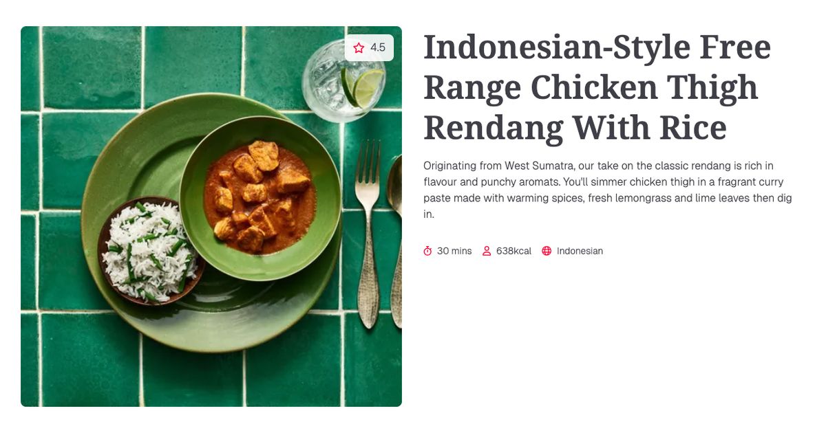 Indonesian-Style Free Range Chicken Thigh Rendang With Rice (30 mins ...
