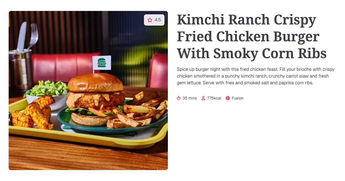 Kimchi Ranch Crispy Fried Chicken Burger With Smoky Corn Ribs (35 mins ...