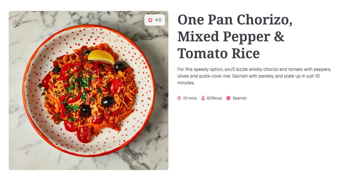 One Pan Chorizo, Mixed Pepper & Tomato Rice (10 mins) | Gousto Recipe ...