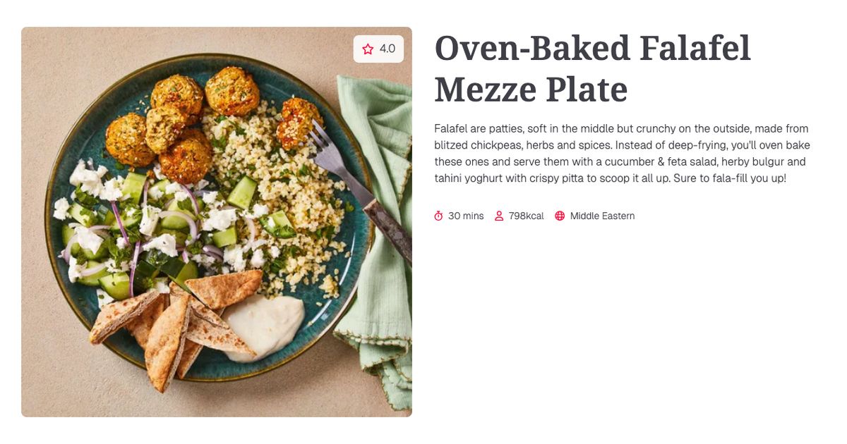 Oven-Baked Falafel Mezze Plate (30 mins) | Gousto Recipe Search