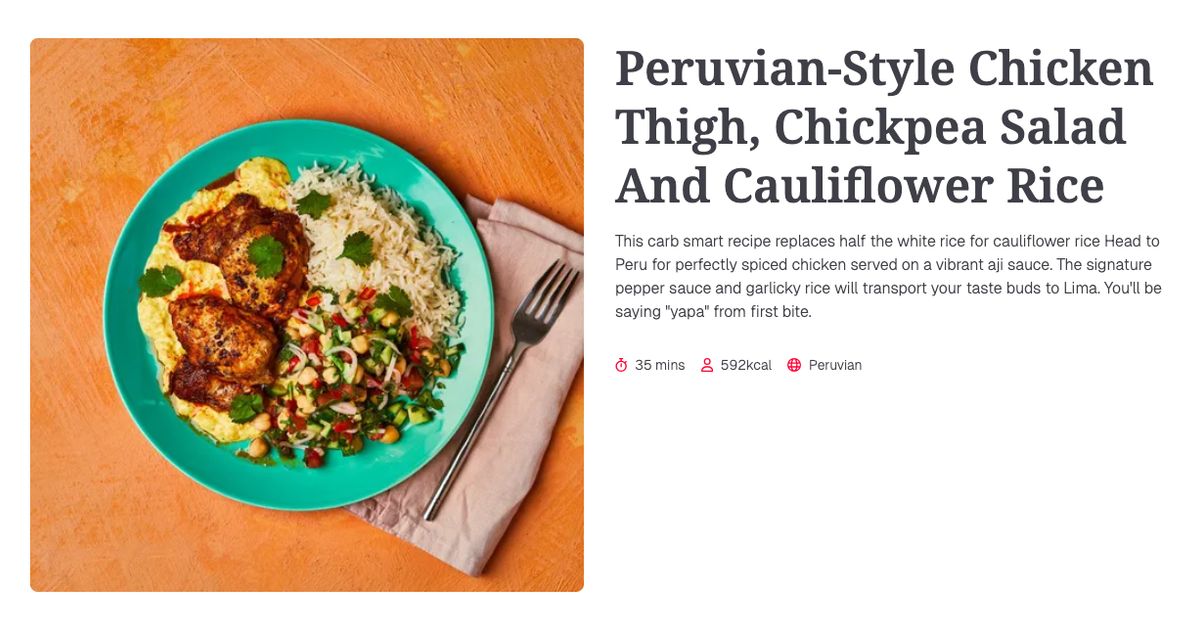 Peruvian-Style Chicken Thigh, Chickpea Salad And Cauliflower Rice (35 ...