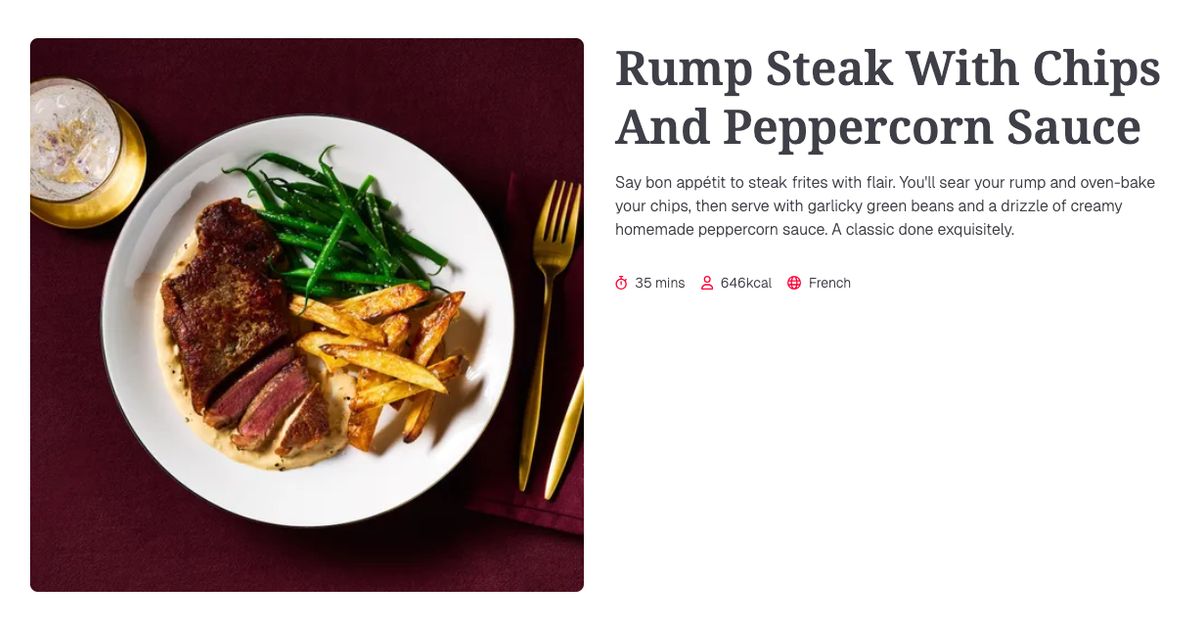 Rump Steak With Chips And Peppercorn Sauce (35 mins) | Gousto Recipe Search