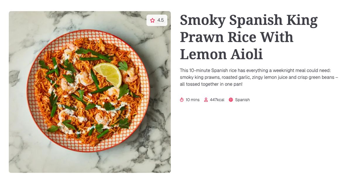 Smoky Spanish King Prawn Rice With Lemon Aioli (10 mins) | Gousto ...