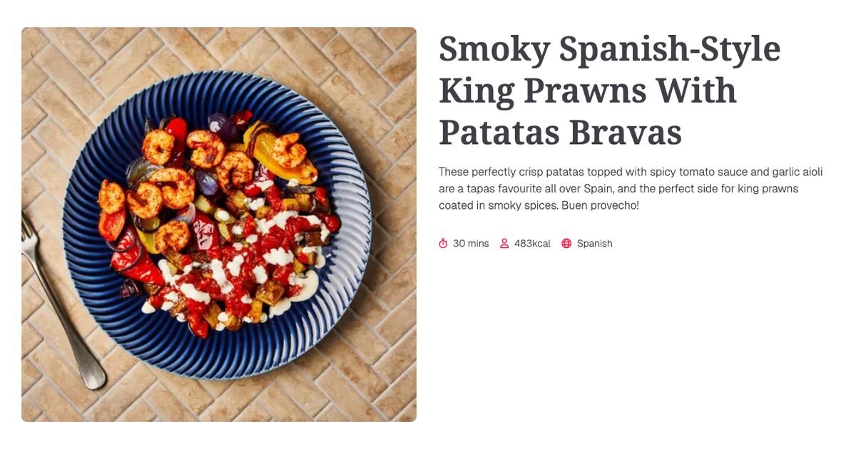 Smoky Spanish-Style King Prawns With Patatas Bravas (30 mins) | Gousto ...