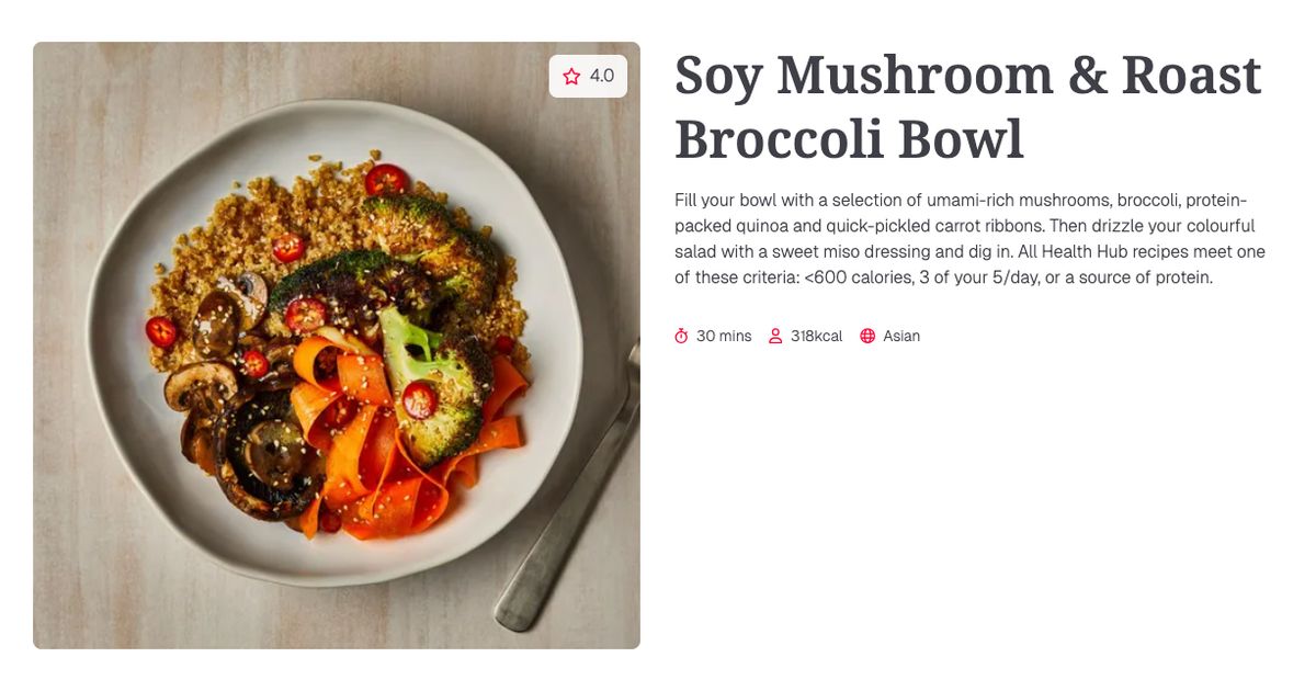 Soy Mushroom & Roast Broccoli Bowl (30 mins) | Gousto Recipe Search