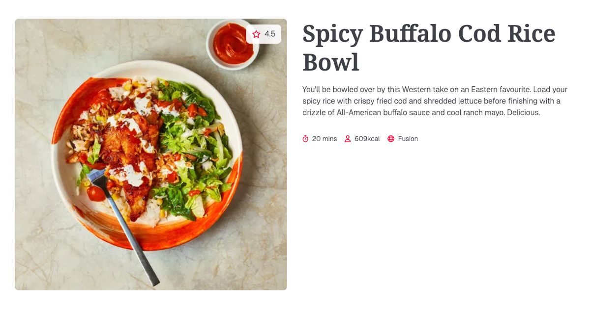 Buffalo Cod Spicy Buffalo Cod Rice Bowl (20 mins) | Gousto Recipe Search