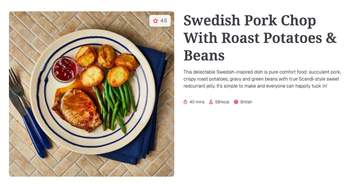 Swedish Pork Chop With Roast Potatoes & Beans (40 mins) | Gousto Recipe ...