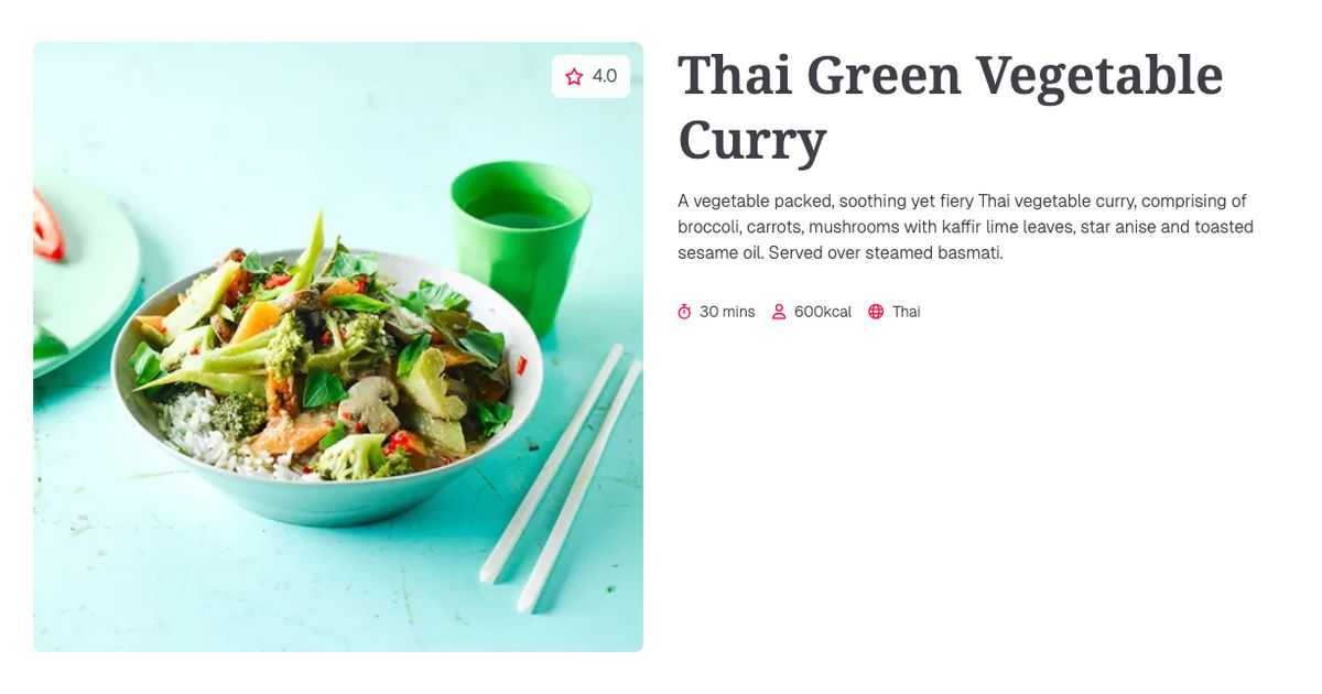 Thai Green Vegetable Curry (30 mins) | Gousto Recipe Search
