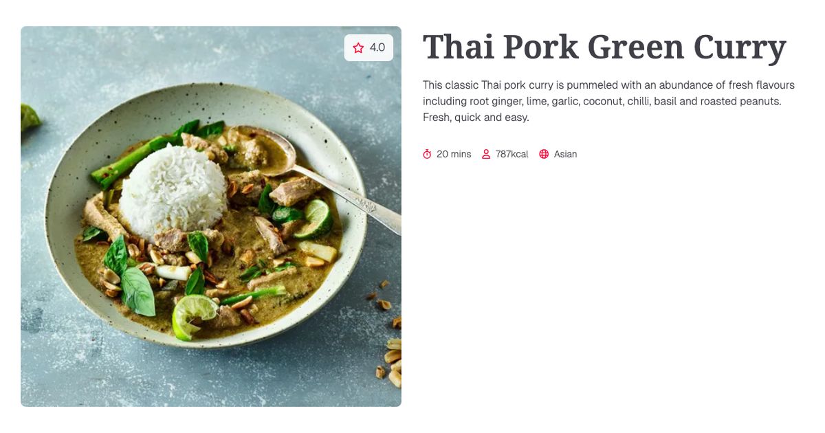 Thai Pork Green Curry (20 mins) | Gousto Recipe Search
