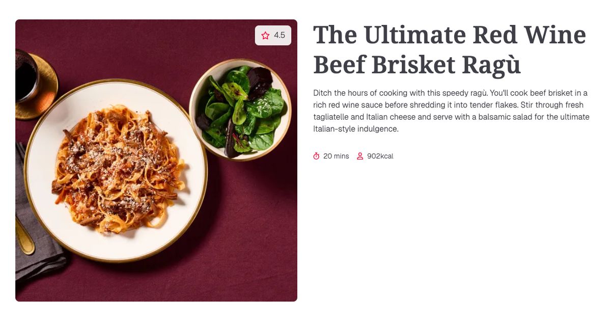 The Ultimate Red Wine Beef Brisket Ragù (20 mins) | Gousto Recipe Search