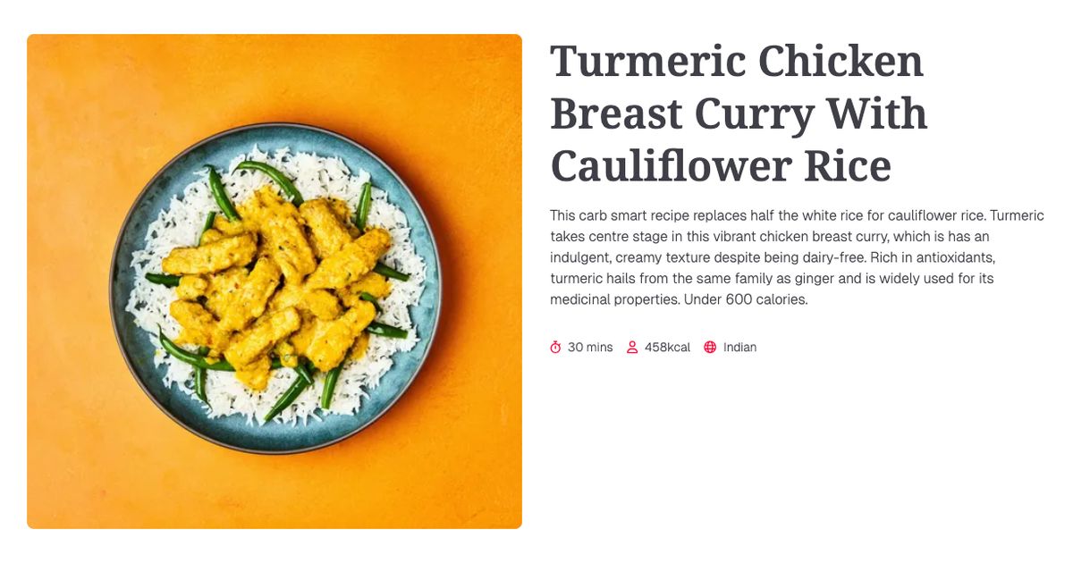 Turmeric Chicken Breast Curry With Cauliflower Rice (30 mins) | Gousto ...